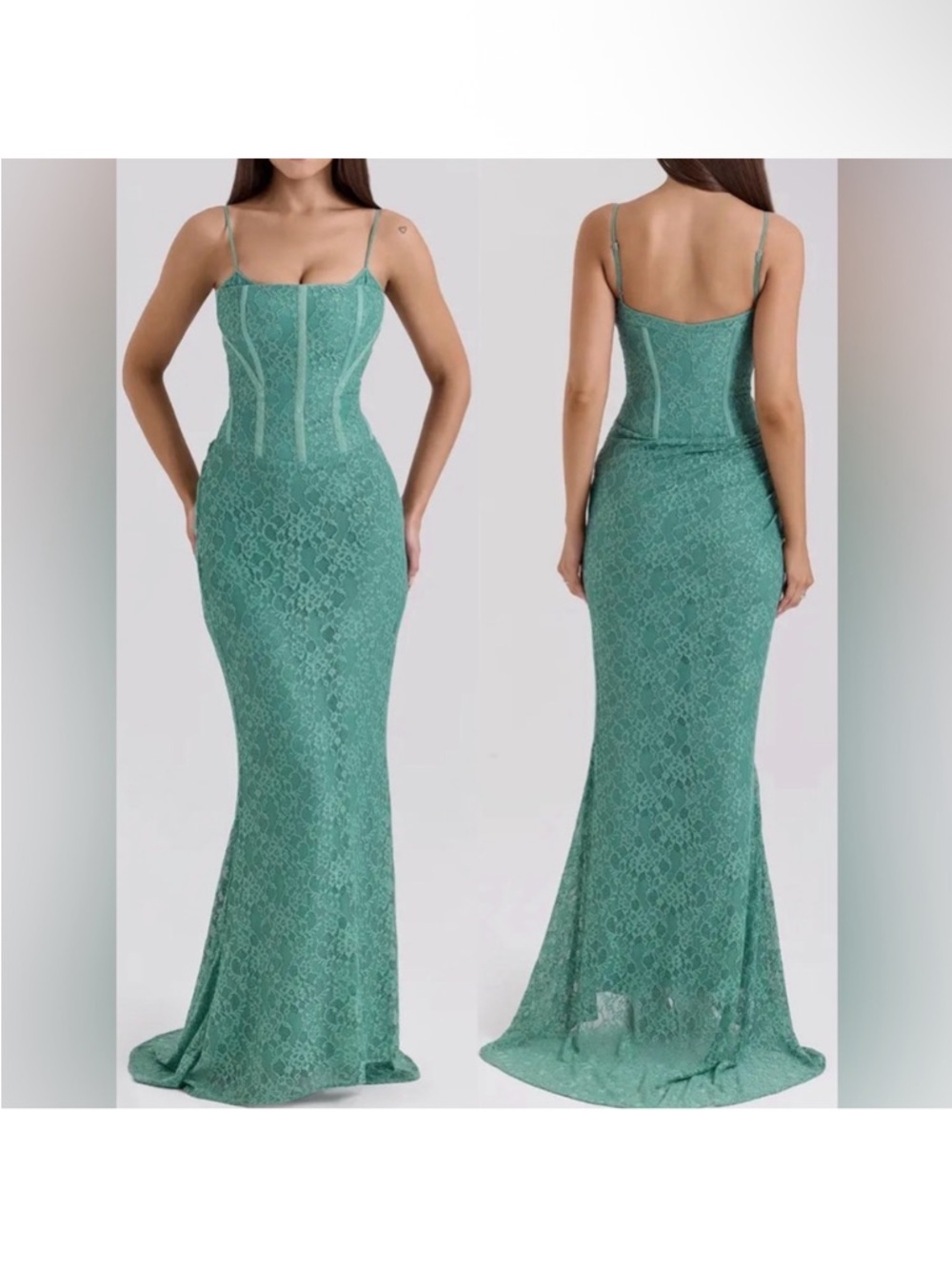 House of CB Antonina Jade Lace Corset Maxi Dress size L A-C